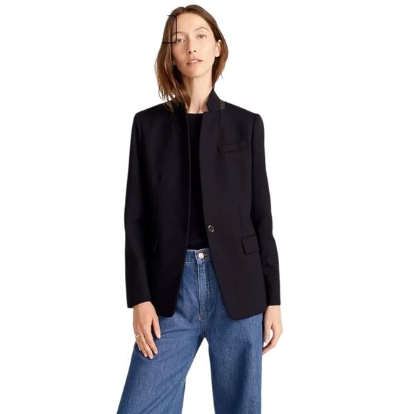 J. Crew Regent Blazer Jacket Black Wool Flannel Size 10T - Picture 1 of 10